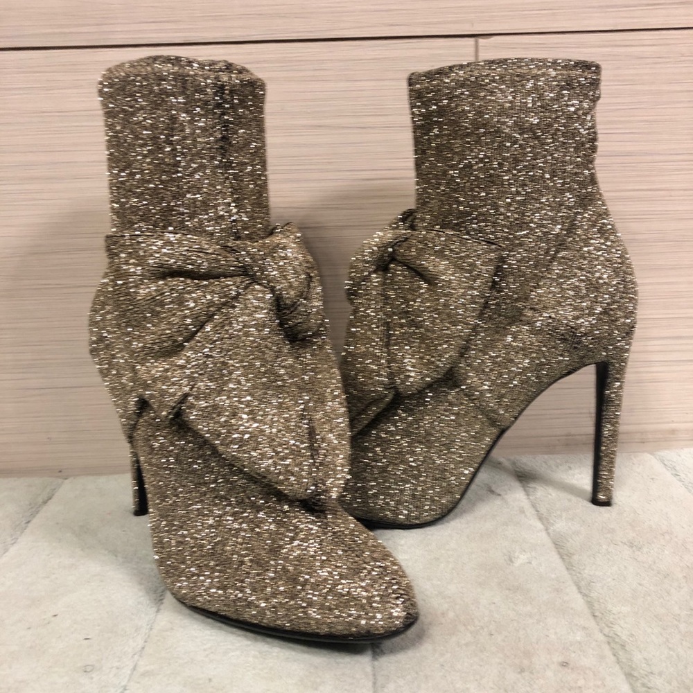 Giuseppe Zanotti Silver Sock Bootie with Bow